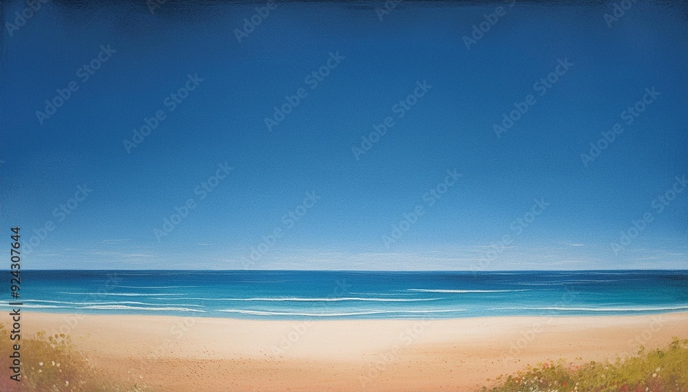 Fototapeta premium Vintage Postcard Beach Shoreline Illustration