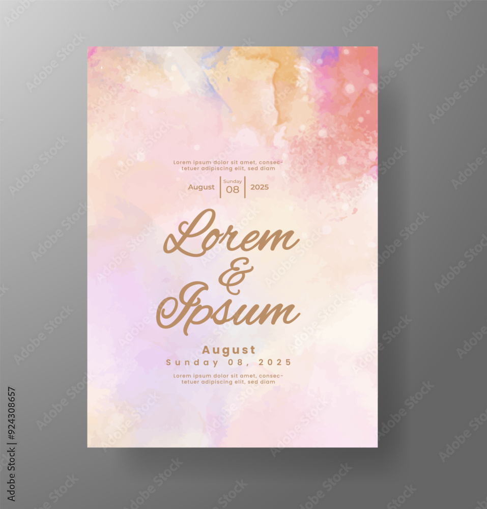Wedding invitation with Abstract splashed watercolor background Wedding invitation with Abstract splashed watercolor background