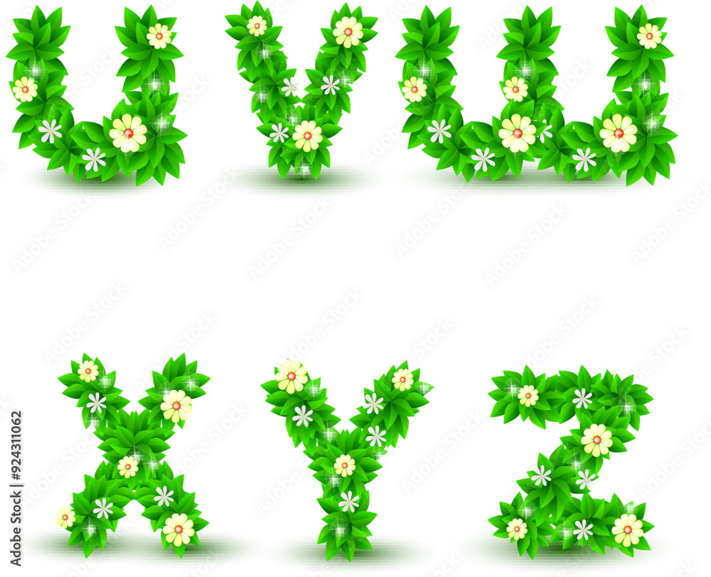 custom made wallpaper toronto digitalgreen leaf and flowers vector set, Environmental alphabet