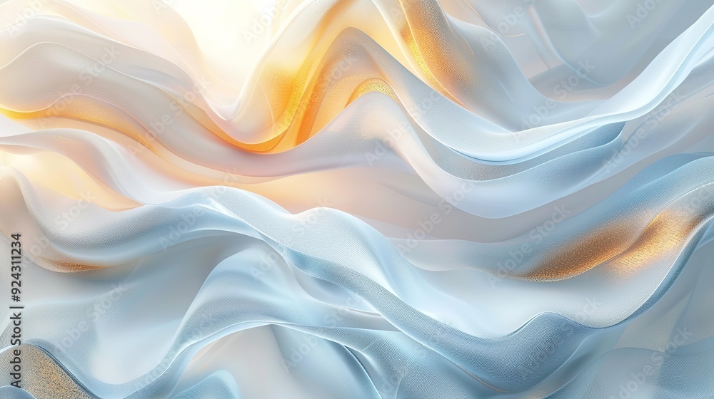 Obraz premium Abstract blue and gold textured waves.