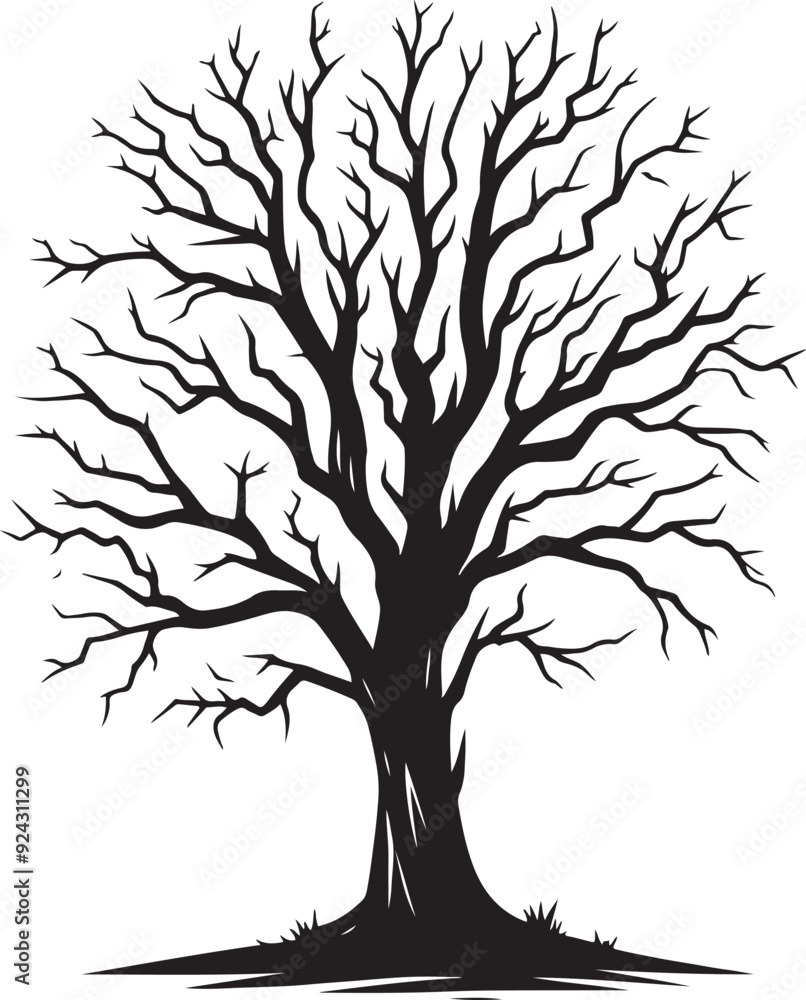 A dead tree silhouette highlights its barren branches, creating a stark and haunting visual. A dead tree silhouette highlights its barren branches, creating a stark and haunting visual.