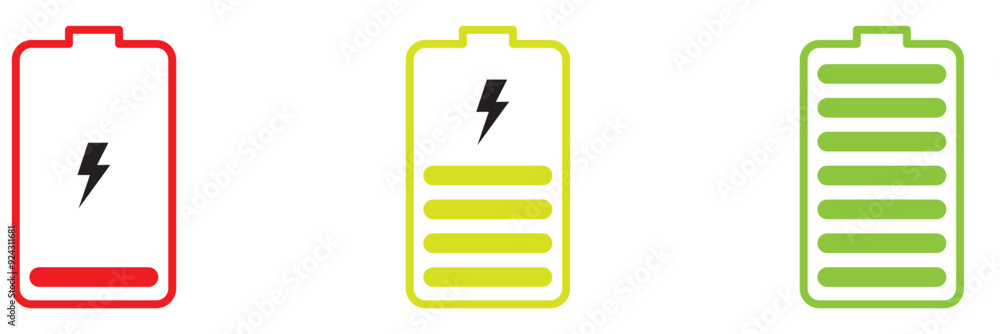 battery charging bars vector design in full state and drain state illustration battery charging bars vector design in full state and drain state illustration