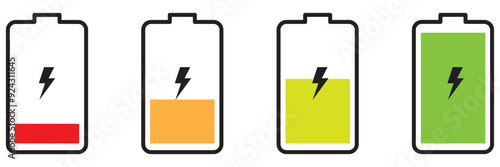 battery charging bars vector design in full state and drain state illustration