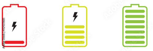 battery charging bars vector design in full state and drain state illustration