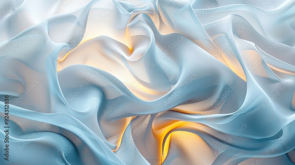 Obraz premium Abstract blue and orange glowing waves.