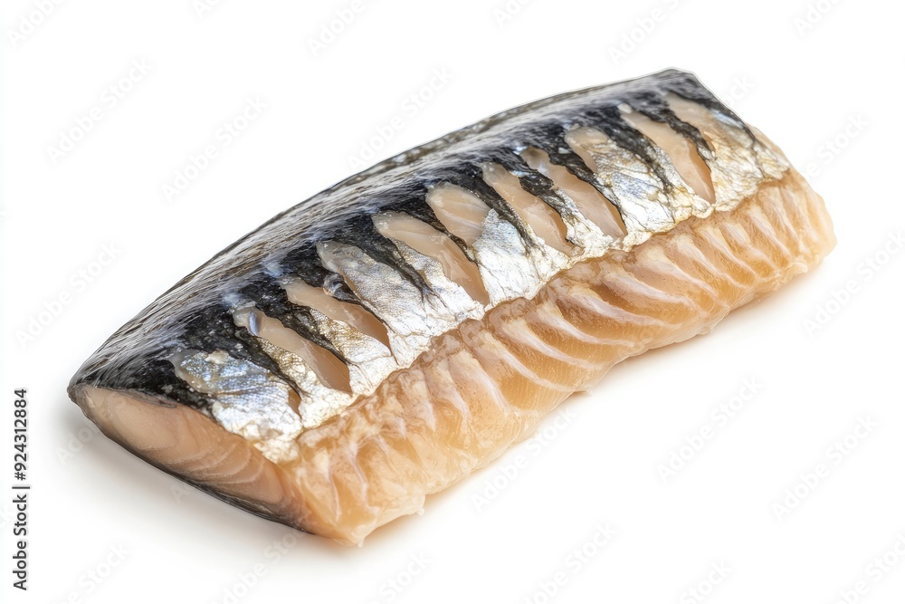Canned mackerel fillet, isolated on white background with generative ai Canned mackerel fillet, isolated on white background with generative ai