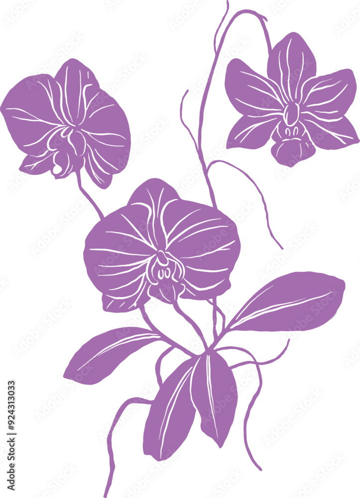 Orchid flower pattern vector illustration