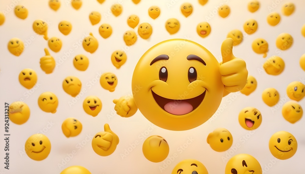 Fototapeta premium 3d yellow emoji with thumbs up