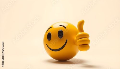 3d yellow emoji with thumbs up