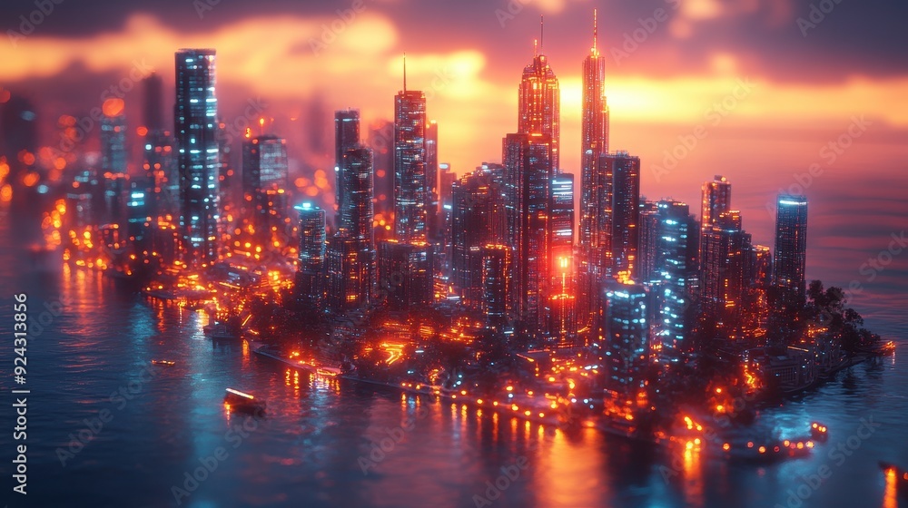 Futuristic Cityscape at Sunset Futuristic Cityscape at Sunset