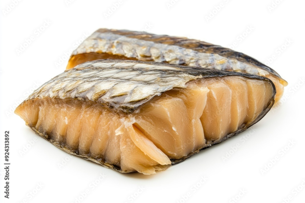 Canned mackerel fillet, isolated on white background with generative ai Canned mackerel fillet, isolated on white background with generative ai