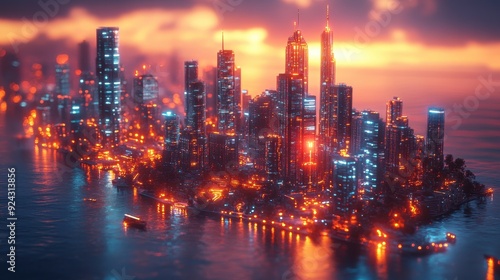 Futuristic Cityscape at Sunset
