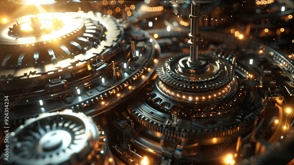 custom made wallpaper toronto digitalAbstract Industrial Factory with Dense Network of Metal Gears and Intricate Mechanical Parts