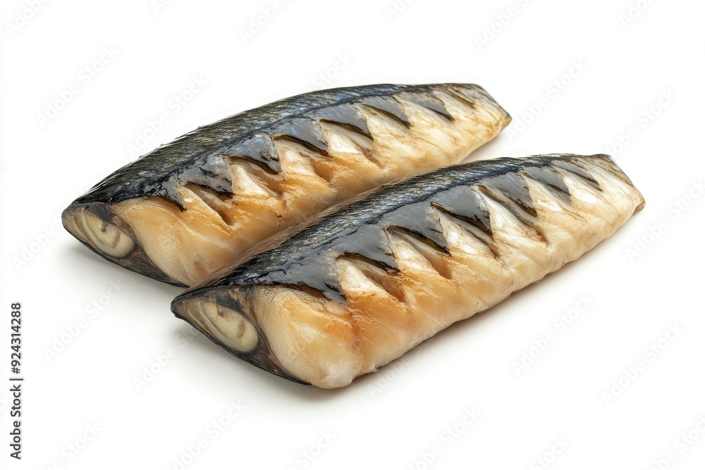 Canned mackerel fillet, isolated on white background with generative ai
