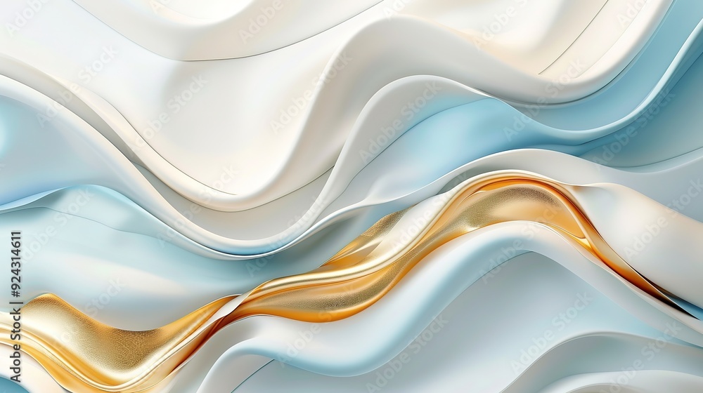 Abstract wavy background in gold, white, and blue colors. Abstract wavy background in gold, white, and blue colors.