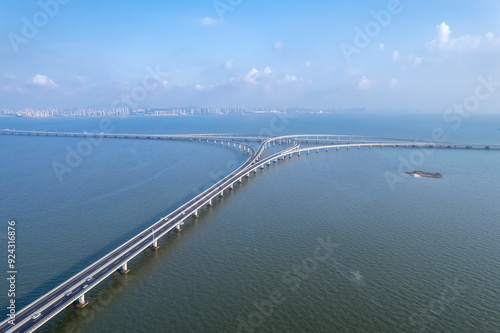 Wallpaper Mural Majestic Aerial View of a Modern Bridge Over Tranquil Waters Torontodigital.ca