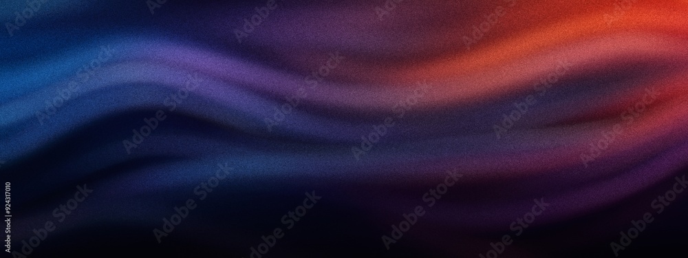 Obraz premium A vibrant and colorful image of a neon wave, with swirling hues of pink, blue, and green, set against a dark background, noise grain effect with copy space area
