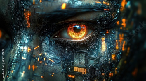 Cybernetic Eye - A Close-Up of a Digital Human