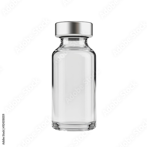 Obraz na płótnie PNG Clear glass vial with silver cap for storing liquid substances w salonie
