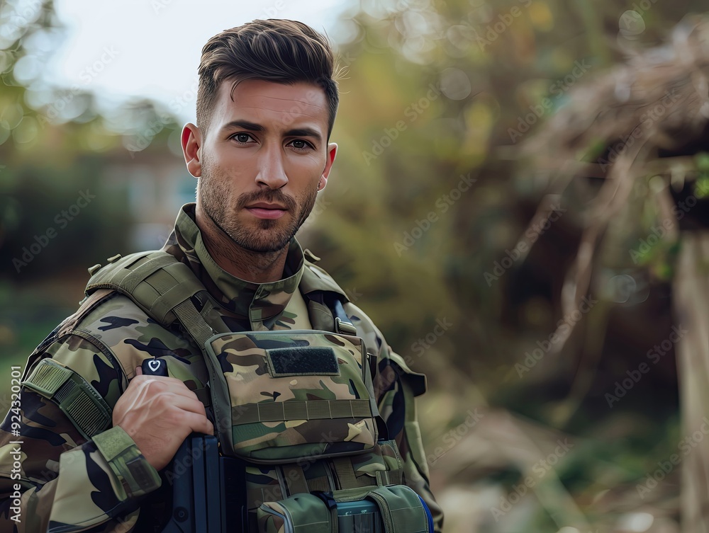 HD portrait of a male army doctor in camouflage, holding a medical kit, confident and focused, field hospital backdrop HD portrait of a male army doctor in camouflage, holding a medical kit, confident and focused, field hospital backdrop