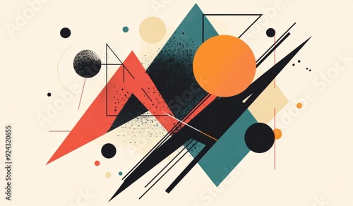 Abstract geometric shapes, with a retro design featuring sharp angles