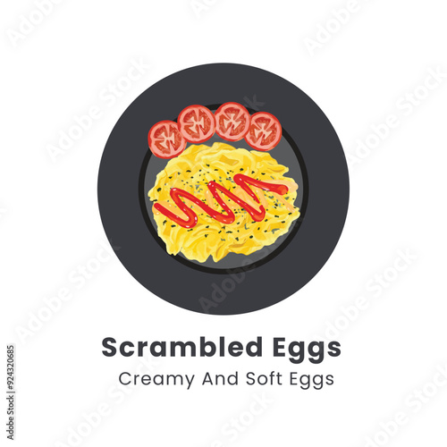 Hand drawn vector illustration of scrambled eggs