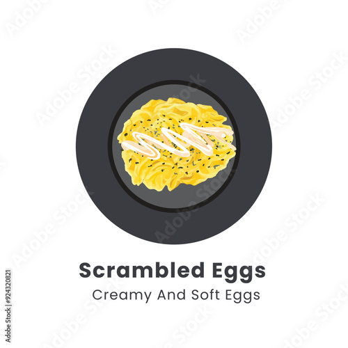 Hand drawn vector illustration of scrambled eggs