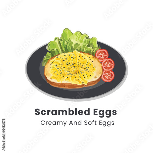 Hand drawn vector illustration of scrambled eggs