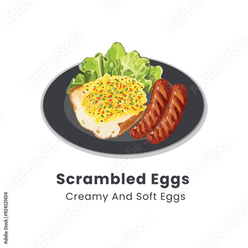 Hand drawn vector illustration of scrambled eggs