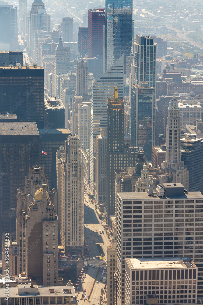 Carbide and Carbon Building and modern Architecture Tower Buildings, Downtown Chicago, Illinois, United States