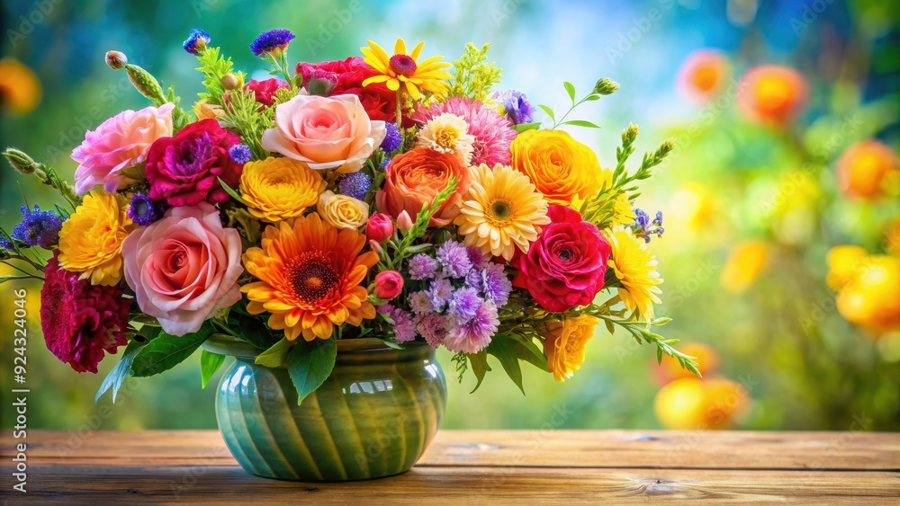 Beautiful and vibrant stock photo featuring a collection of colorful florals and blossoms in an artistic arrangement Beautiful and vibrant stock photo featuring a collection of colorful florals and blossoms in an artistic arrangement