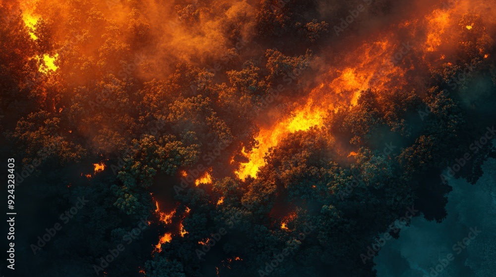 Aerial View of Forest Fire. Aerial View of Forest Fire.