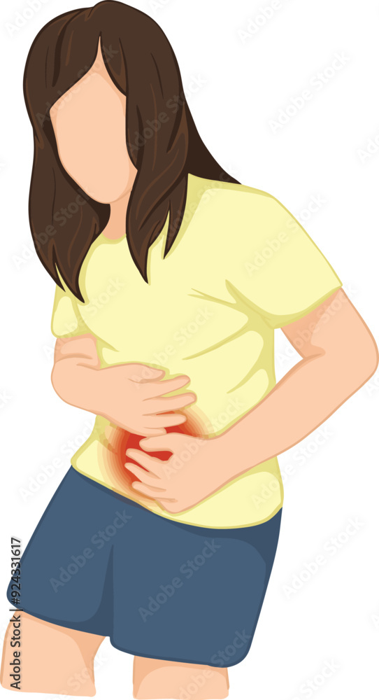 Diarrhea or constipation, problems with health concept.
Hand drawing of a Woman standing feeling pain in stomach touching it with hands having Abdomen disease and illness vector illustration. Diarrhea or constipation, problems with health concept.
Hand drawing of a Woman standing feeling pain in stomach touching it with hands having Abdomen disease and illness vector illustration.
