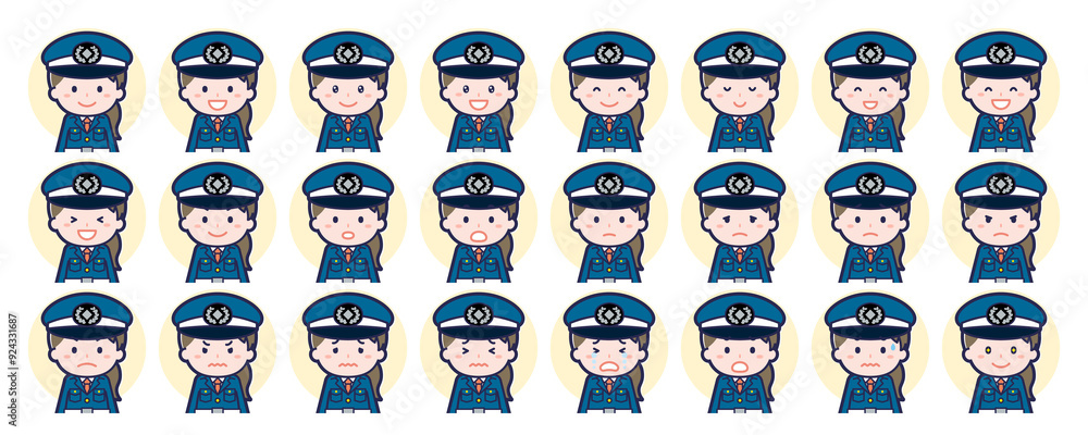 女性警備員の表情セット 女性警備員の表情セット