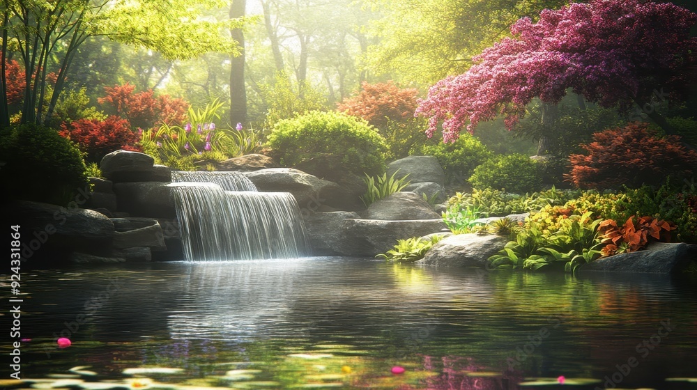 Tranquil Waterfall in a Lush Forest. Tranquil Waterfall in a Lush Forest.