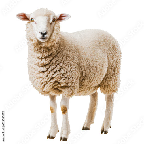 Obraz na płótnie PNG A fluffy sheep standing on a white background w salonie