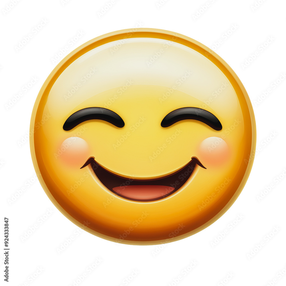 PNG Smile emoji conveying happiness and joy with simple facial features and a bright yellow color palette PNG Smile emoji conveying happiness and joy with simple facial features and a bright yellow color palette