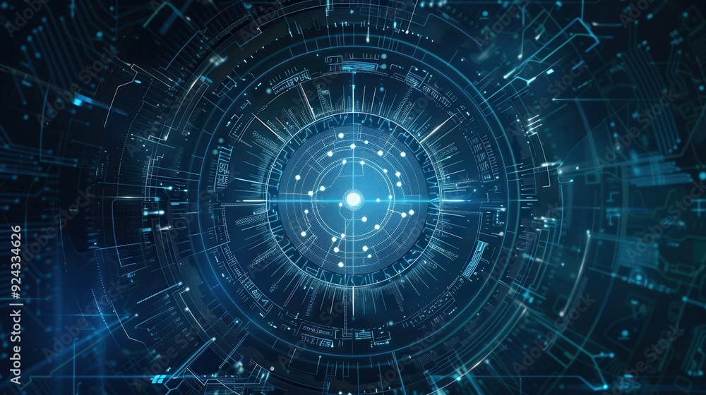 Futuristic Digital Interface with Glowing Blue Lines and Dots Futuristic Digital Interface with Glowing Blue Lines and Dots