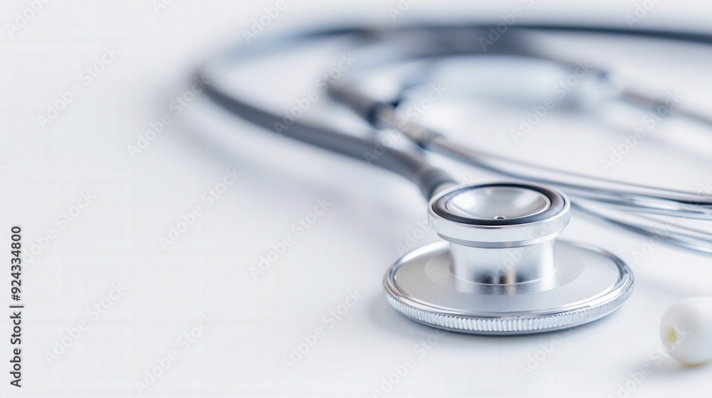 Stethoscope on White: A symbol of healthcare and medicine, a stethoscope rests on a pristine white background, representing health, wellness, and medical care. Stethoscope on White: A symbol of healthcare and medicine, a stethoscope rests on a pristine white background, representing health, wellness, and medical care.