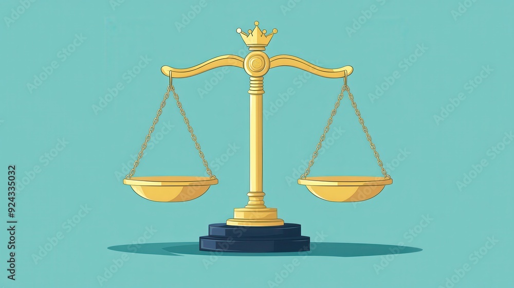 Golden Scales of Justice with Crown. Golden Scales of Justice with Crown.