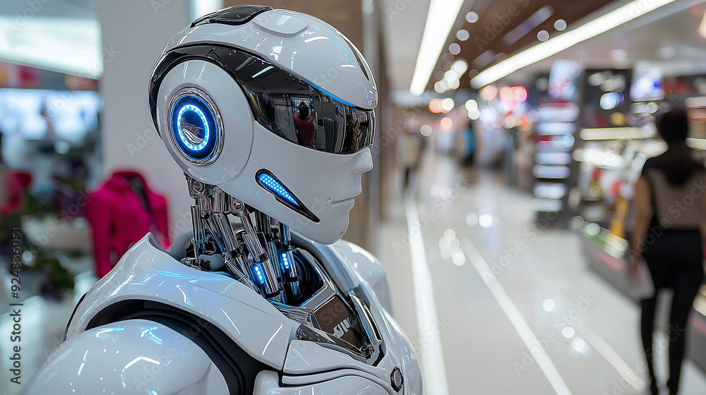 Fototapeta premium Humanoid robots enhance customer service in retail environments