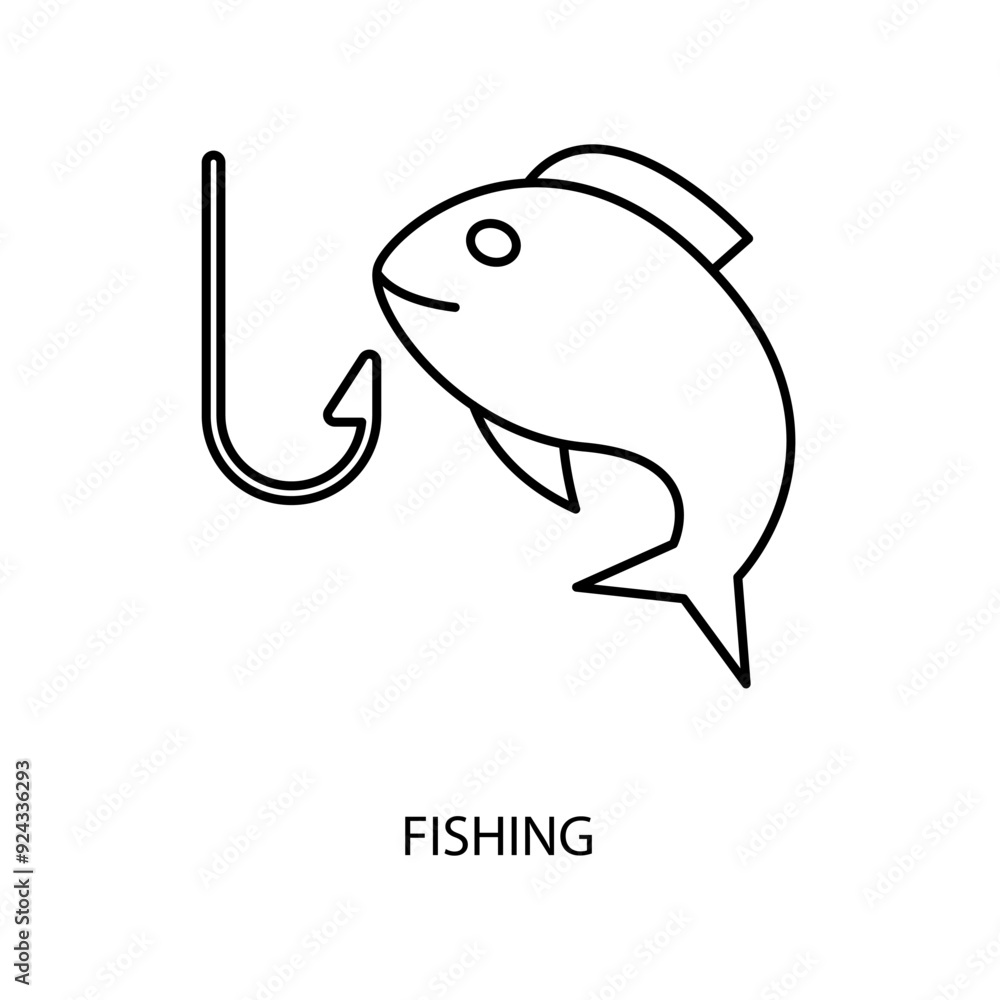 Fototapeta premium fishing concept line icon. Simple element illustration. fishing concept outline symbol design.
