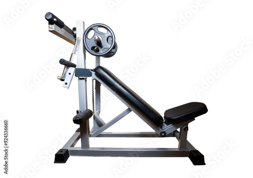 Abdominal gym bench isolated on a transparent or white background