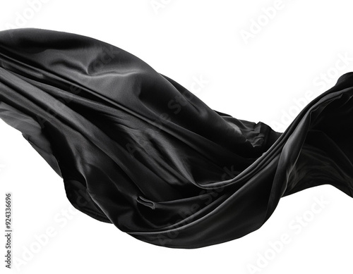 Black cloth flying in the wind isolated on a transparent or white background photo