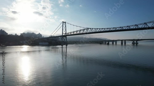 hercilio luz,bridge, florianopolis, brazil, calm sea, day