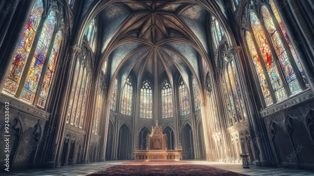 Sunlight Illuminating a Cathedral Interior Sunlight Illuminating a Cathedral Interior