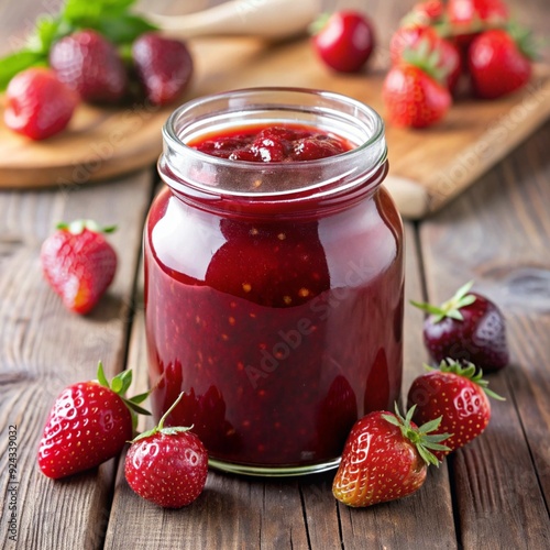 Wallpaper Mural strawberry jam in glass jar Torontodigital.ca