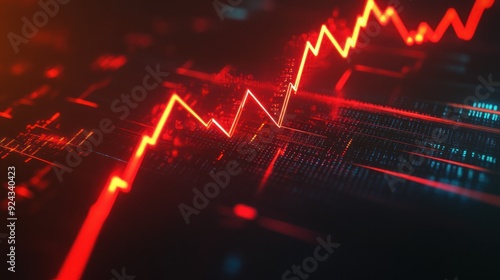 Wallpaper Mural Red Line Graph on Digital Interface Torontodigital.ca