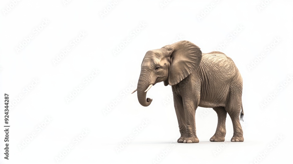 Naklejka premium African Elephant on a White Background