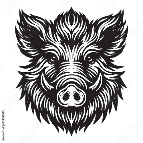 Line art of wild boar head vector